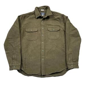 J.crew Men’s Heavyweight Chamois Work shirt Cotton Button Up Olive Green Large